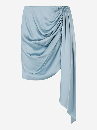Jonathan Simkhai Mae Classic Draped Satin Mini Skirt In Blue