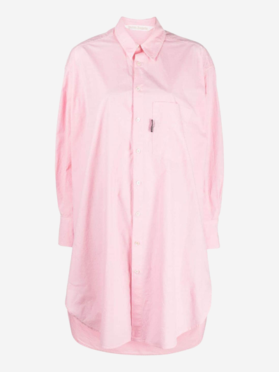 Palm Angels Overlogo Shirt Dress In Pink & Purple