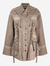 Blumarine Eyelet-embellished Denim Jacket In Brown