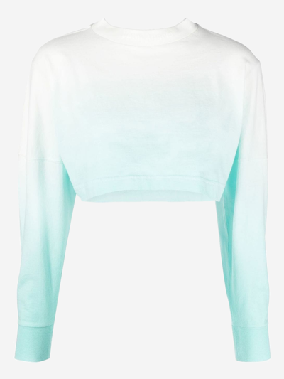 Palm Angels Blue & White Overlogo Long Sleeve T-shirt In Light Blue