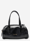 Manu Atelier Hourglass Leather Bowling Bag In Black