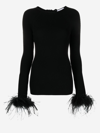 Giuseppe Di Morabito Feather-trim Ribbed-knit Top In Black