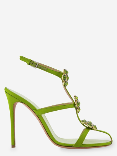 Giambattista Valli 110mm Floral-appliqué Sandals In Green