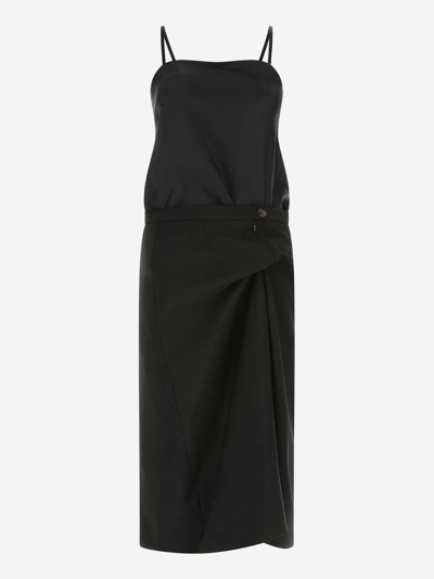 Maison Margiela Black Silk And Wool Blend Dress Nd  Donna 40