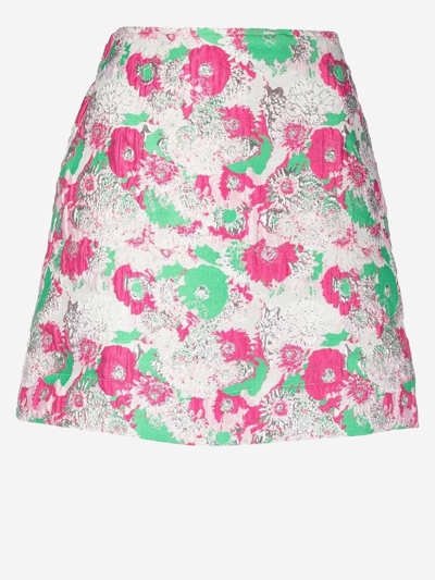 Ganni Jacquard Mini Skirt In Multicolor