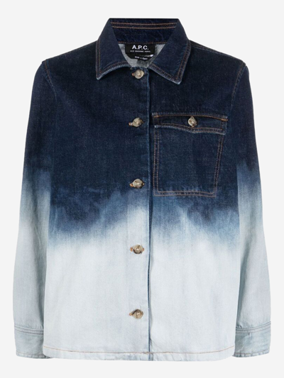 Apc Pierre Tie-dye Denim Overshirt In Blue