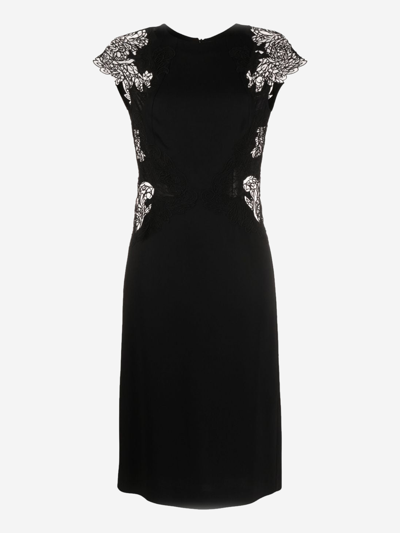 Ermanno Scervino Embroidered-detail Midi Dress In Black