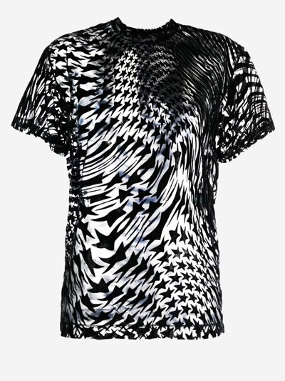 Mugler Star-print Mesh T-shirt In Black