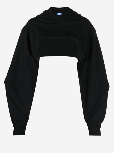 Mugler Organic Cotton Hoodie In Black