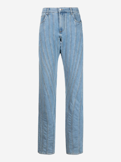 Mugler High-rise Spiral Jeans In Blue