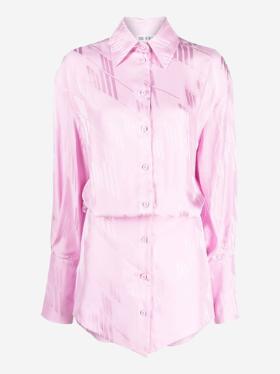 Attico Satin-effect Shirt Dress In Pink