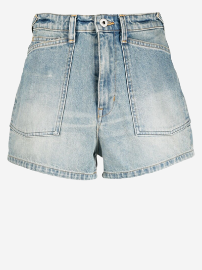 Kenzo Light-blue Denim Shorts In Grey