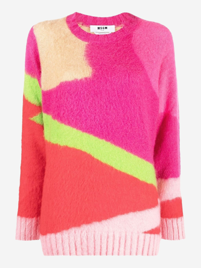 Msgm Abstract Color-block Jumper In Multicolor