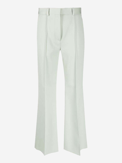 Lanvin Wool Twill Kick Flared Pants In Green