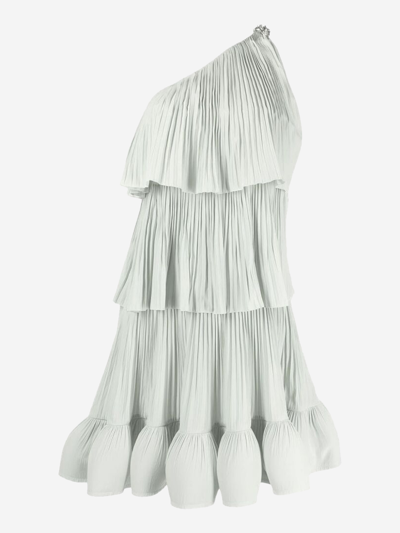 Lanvin Ruffle Midi Asymmetric Dress In Grey