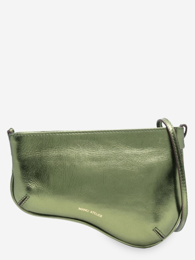 Manu Atelier Curve Leather Shoulder Bag In Green