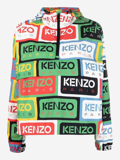Kenzo Logo-print Hooded Jacket In Multicolore