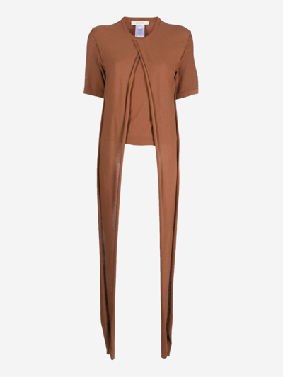 Lemaire Wrap Cotton T-shirt In Brown