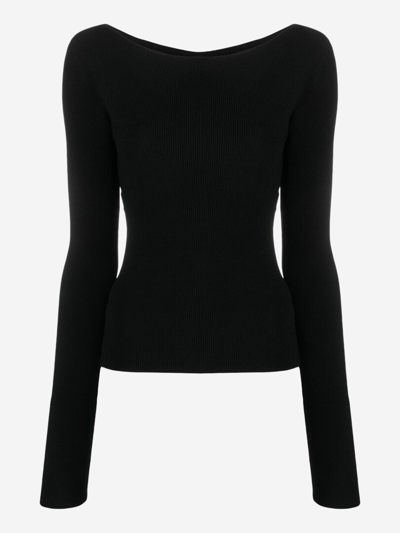 Low Classic Knitted Long-sleeve Top In Black