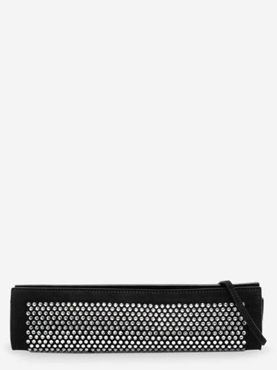 Manu Atelier Crystal-embellished Clutch Bag In Black