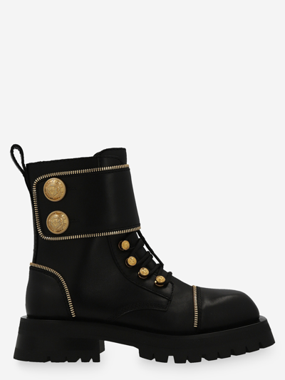 Balmain Ranger Army Ankle Boots In Black Leather