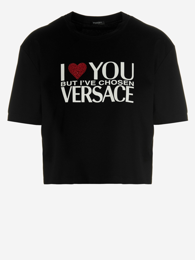 Versace Slogan-print T-shirt In Black
