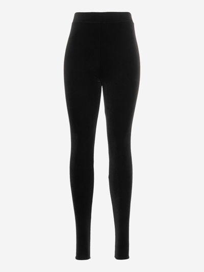 Alexandre Vauthier Crushed-velvet High-waisted Leggings In Black