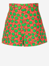 Moschino Cherry Print High Waist Shorts In Multicolor