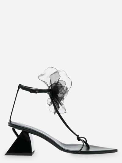 Nensi Dojaka Flower-detail 75mm Sandals Sandals In Black