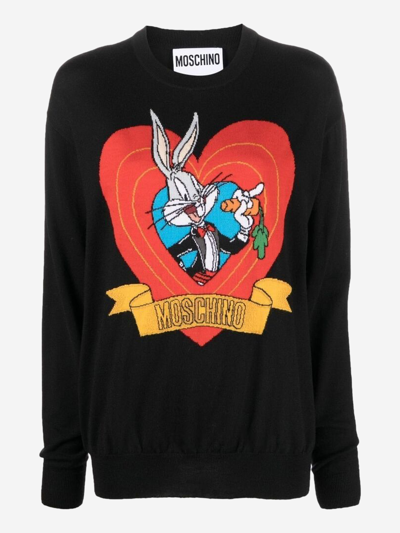 Moschino Bugs Bunny Intarsia-knit Jumper In Black
