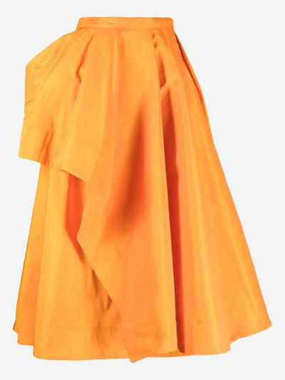 Alexander Mcqueen A-line Midi Skirt In Orange
