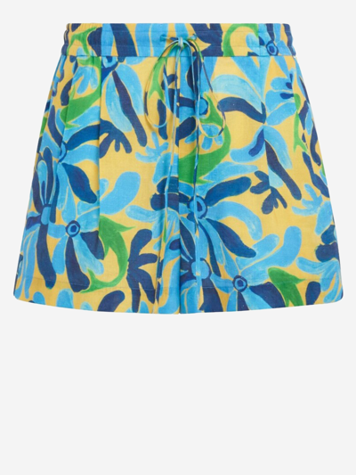 Marni Printed Linen-blend Shorts In Multicolor