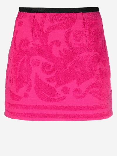 Marine Serre Jacquard Towels Miniskirt In Pink