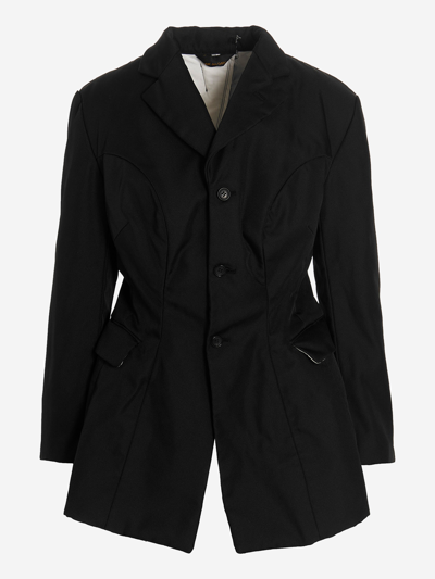 Comme Des Garçons Maxi Split Blazer Jacket In Black