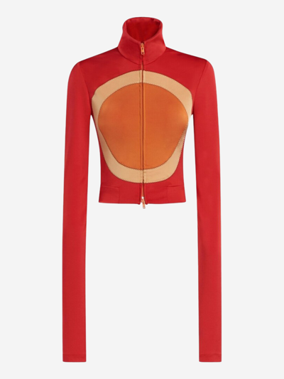 Marni Funnel-neck Cropped Track Jacket In Multicolor