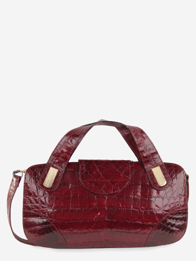 Pre-owned Unbranded Leather Tote Bag In Burgundy