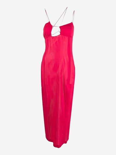 Nensi Dojaka Long Asymmetric-neck Dress In Pink