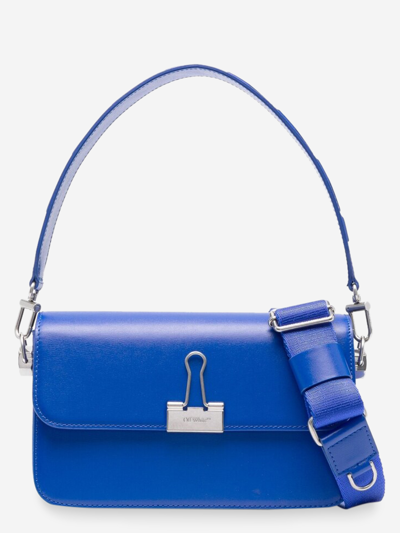 Off-white Binder Leather Tote Bag In Blue