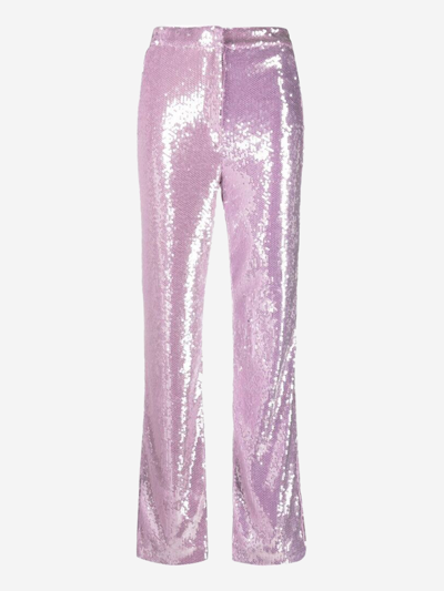 Rotate Birger Christensen Sequin Straight-leg Pants In Pink