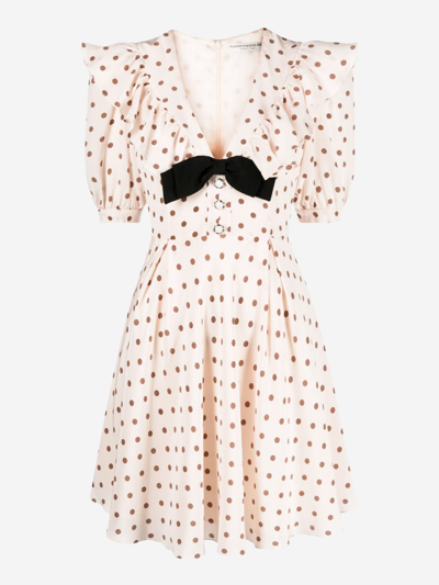 dior beige dress The Beige Polka Dot Button Mini Dress main image 1