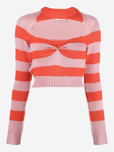 Marni Striped Cut-out Jumper In Multicolor