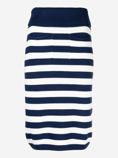 Kenzo Striped Knitted Skirt In Dark Blue