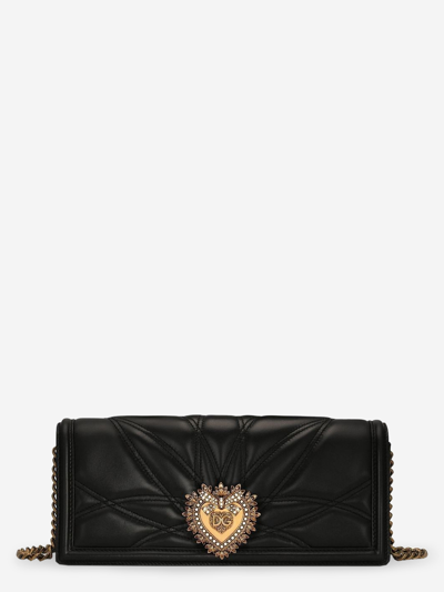 Dolce & Gabbana Quilted Leather Devotion Baguette Shoulder Bag In Black