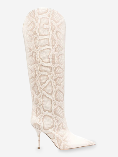 Paris Texas 105mm Crocodile-effect Knee-high Boots In Pink