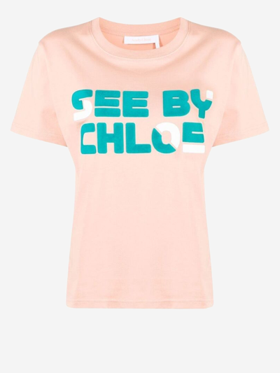 See By Chloé Logo-print Cotton T-shirt In Pink