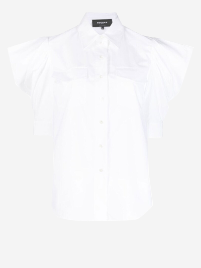 Rochas Puff-sleeves Cotton Blouse In White