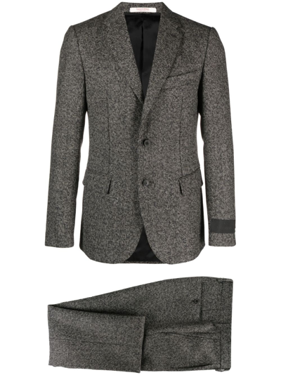 Valentino Tweed Tailored Single-breasted Suit In Heather Gray