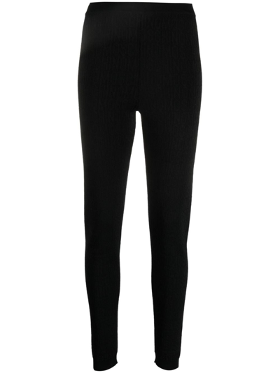 Moschino Logo-pattern Print Knit Leggings In Black