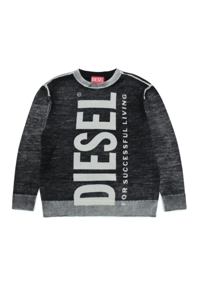 Diesel Kids' Klarence Logo-print Jumper In Black