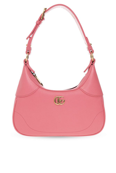 Gucci Logo Plaque Small Aphrodite Shoulder Bag In Pink